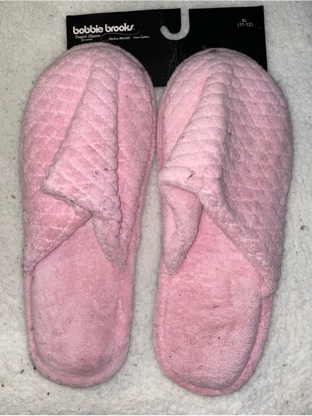 Bobbie Brooks Pink Quilted Plush Slip-On Women's Slippers